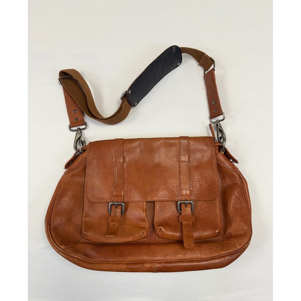 Vintage Will Leather Goods Think Leather‎ Messenger Bag Brown Soft Flannel Lined